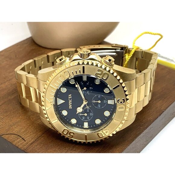 Invicta Men's Watch 36974 Pro Diver Quartz Chronograph Gold Steel Blue Dial 47mm - Picture 9 of 15